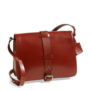 ANTHROPOLOGIE x KELSI DAGGER Courier Leather Crossbody Bag Cognac Brown